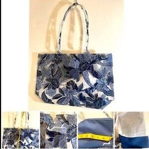 Victoria's Secret PINK Transparent Blue Tropical Floral Tote Beach Bag Purse New